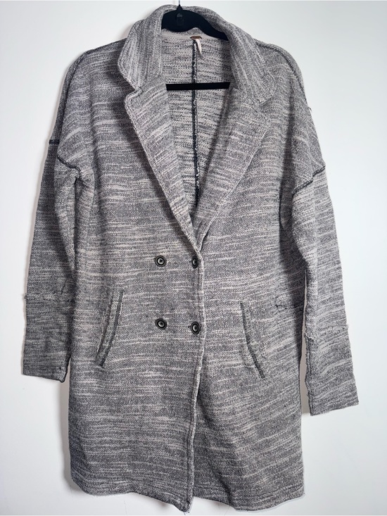 Free People Other - Free People Grey Melange Knit Double-Breasted Long Cardigan Small